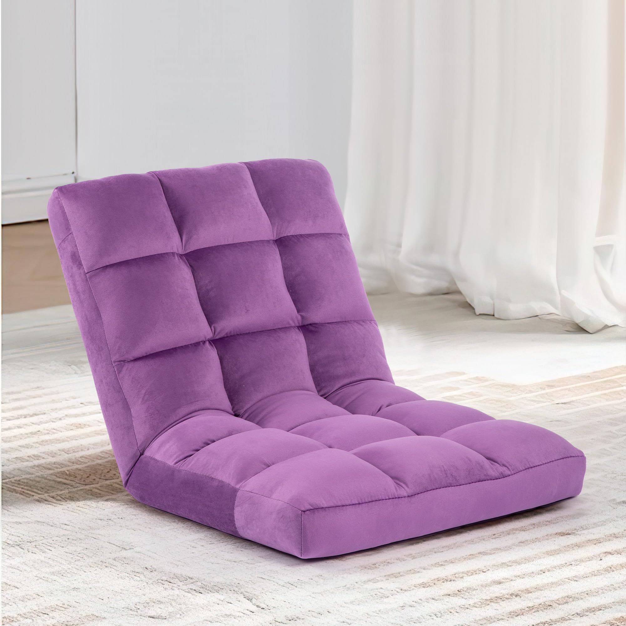 Floor Chair, 24 inches Wide Oversized Velvet Armless Lay Flat Floor seat