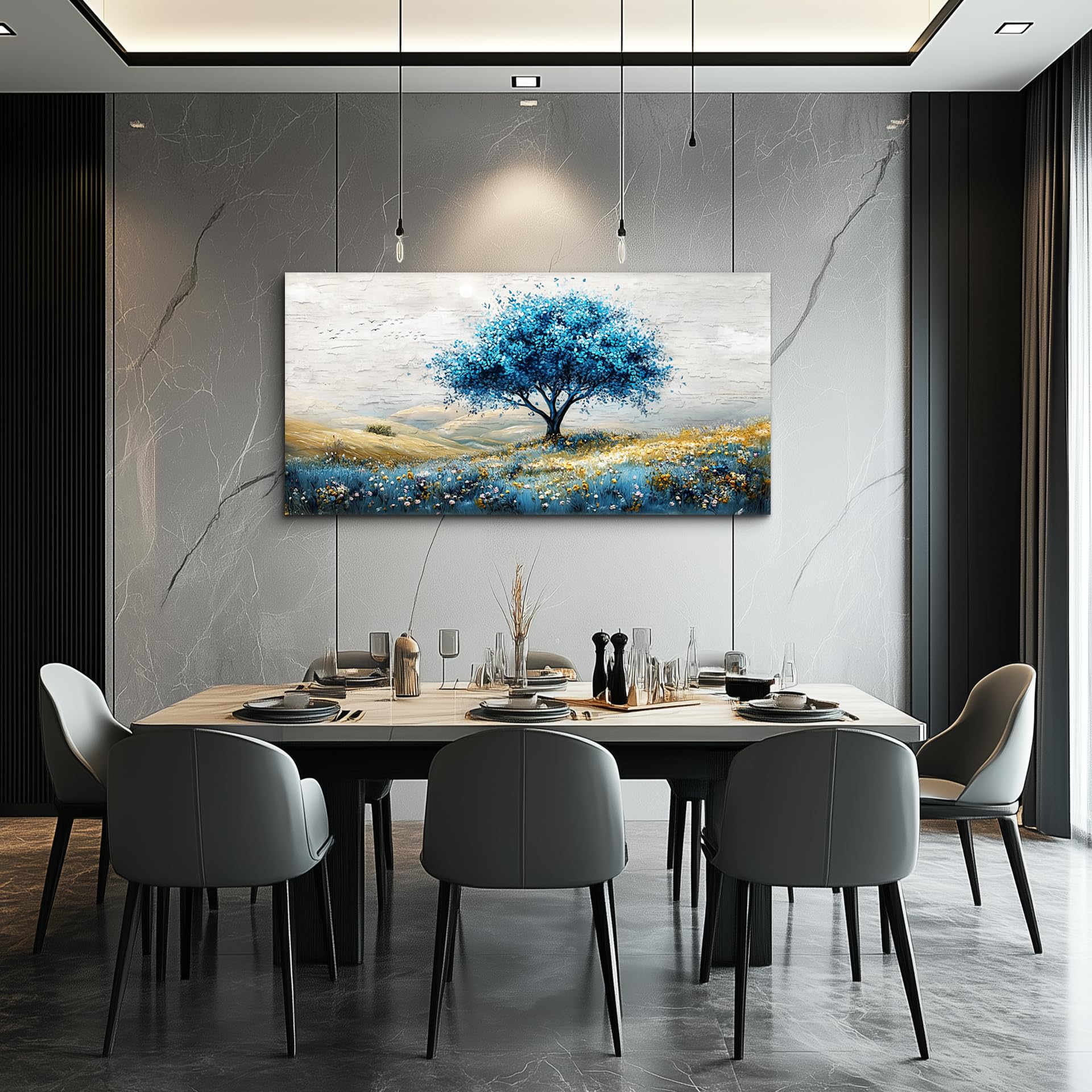 Large Canvas Wall Art For Living Room Wall Decor For Bedroom Blue Tree Landscape Wall