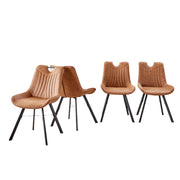 Dining Table Set for 6, Modern 63 Inch Wood Kitchen Table with PU Leather Dining Chairs