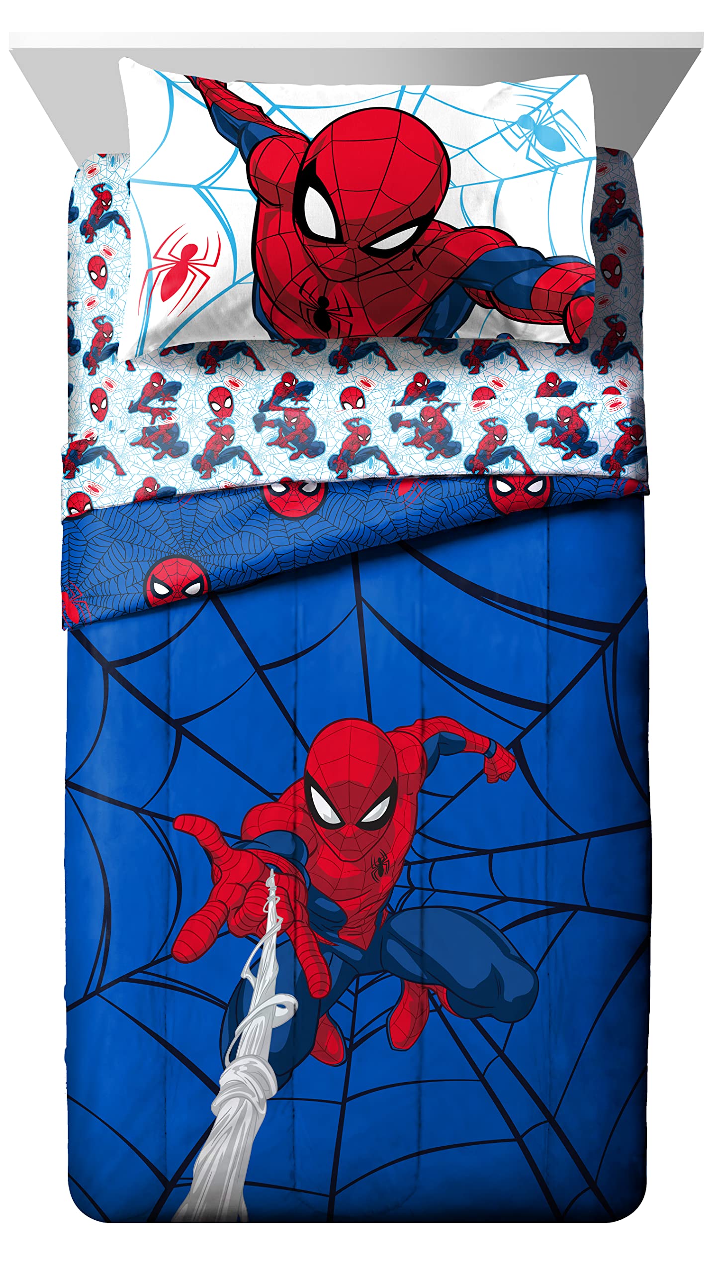 Spiderman Webtastic Twin Bed Set and Spidey Daze Drapes Bundle