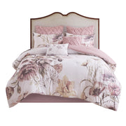 Floral King Comforter Set, Cotton Rich Bedding Set Feminine Design Shabby