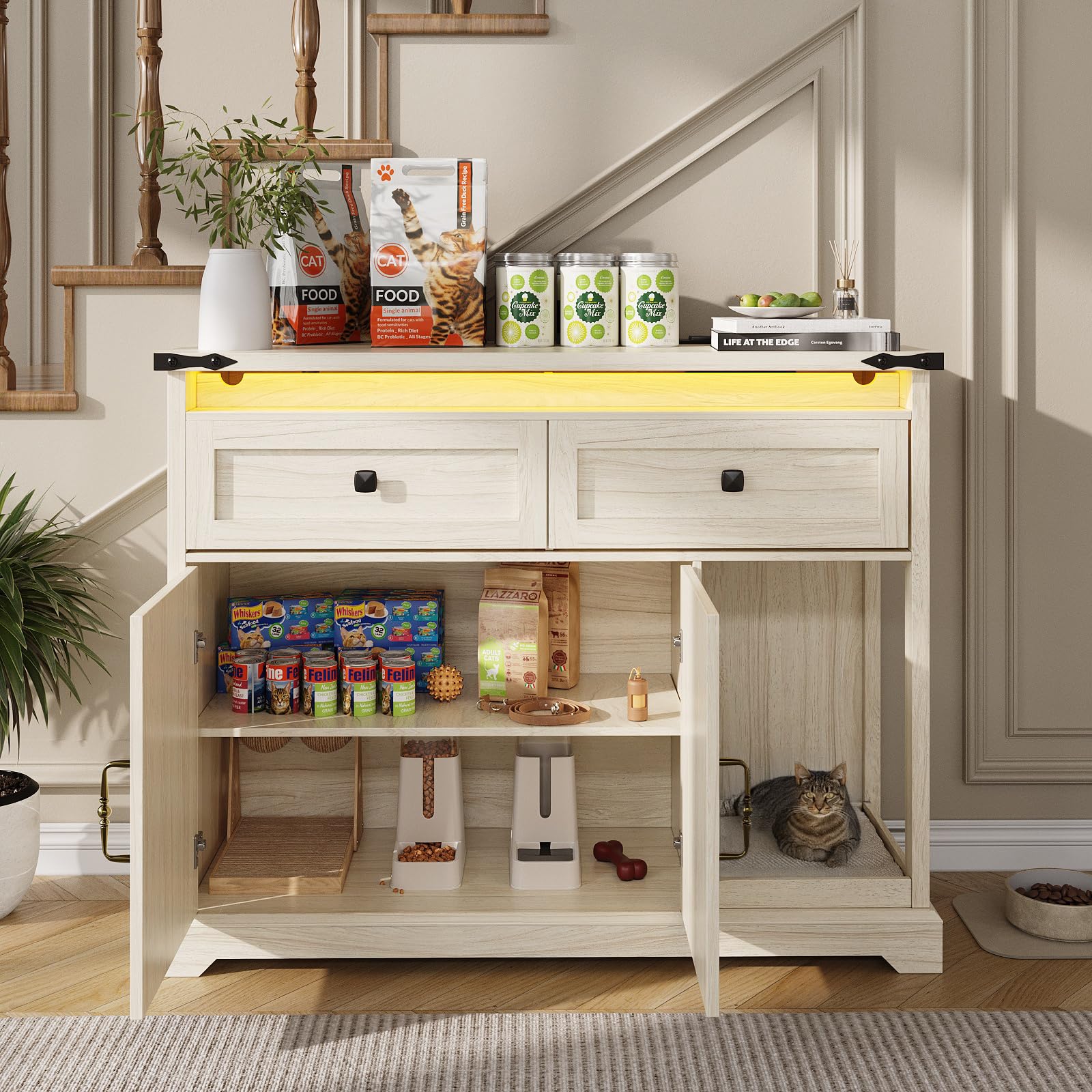 Farmhouse Sideboard Buffet Cabinet with Storage, Credenza Storage Cabinet