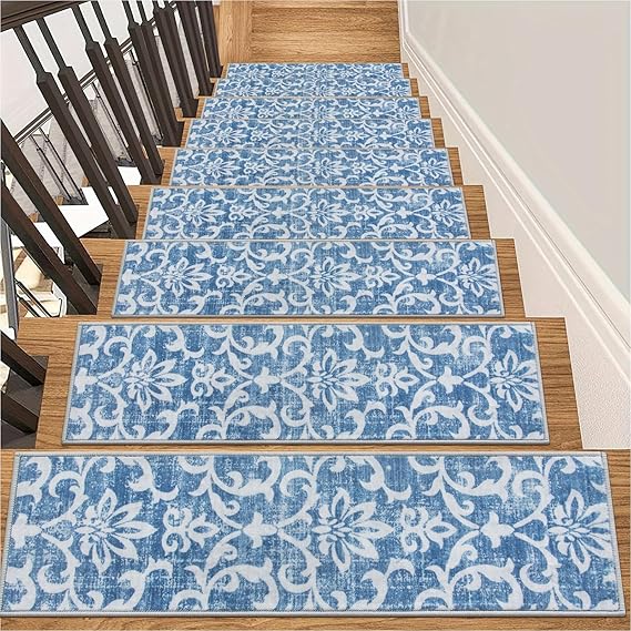 Carpet Stair Treads Non Slip Backing, 15 Pack 8" X 30" Stair Treads for Wooden Steps