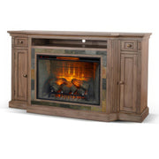 Lio TV Media Entertainment Console, Slate Inlay 72 Inch, Taupe Brown and Brass