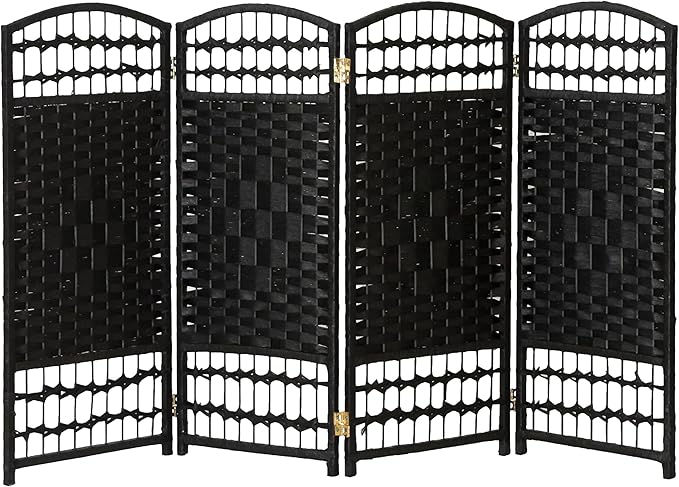 3 ft. Short Fiber Weave Folding Screen - Natural - 8 Panels