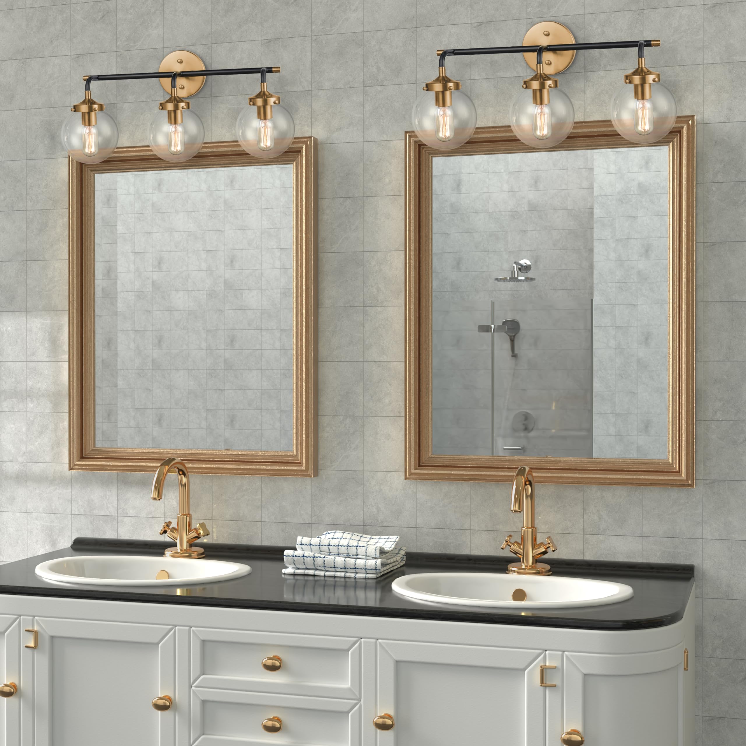 Boudreaux Vanity Light - 3-Light in Matte Black Finish, with Clear Glass