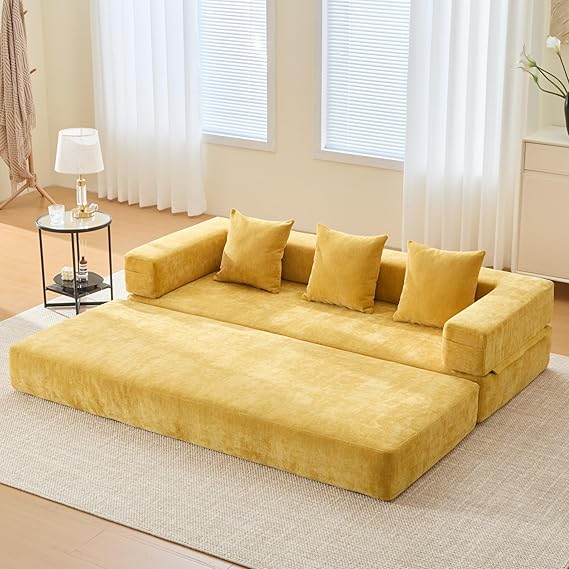 Convertible Floor Sofa Bed with Storage Pocket