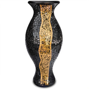 Floor Vase, 24 Inch Mosaic Vase – Tall Cylinder Made of Terracotta with Black