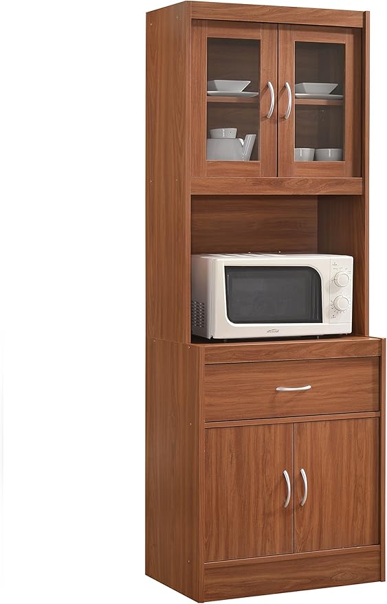 Long Standing Kitchen Cabinet with Top and Bottom Enclosed Cabinet Space