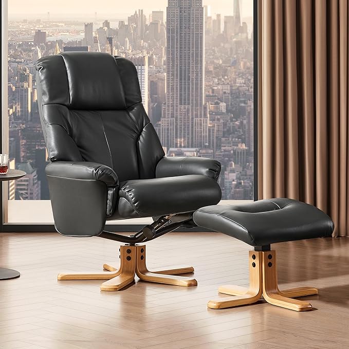 Recliner Chair with Ottoman, 360° Swivel Reclining for Living Room Bedroom
