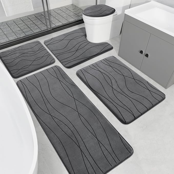 Memory Foam Bathroom Rug Sets 3 Piece
