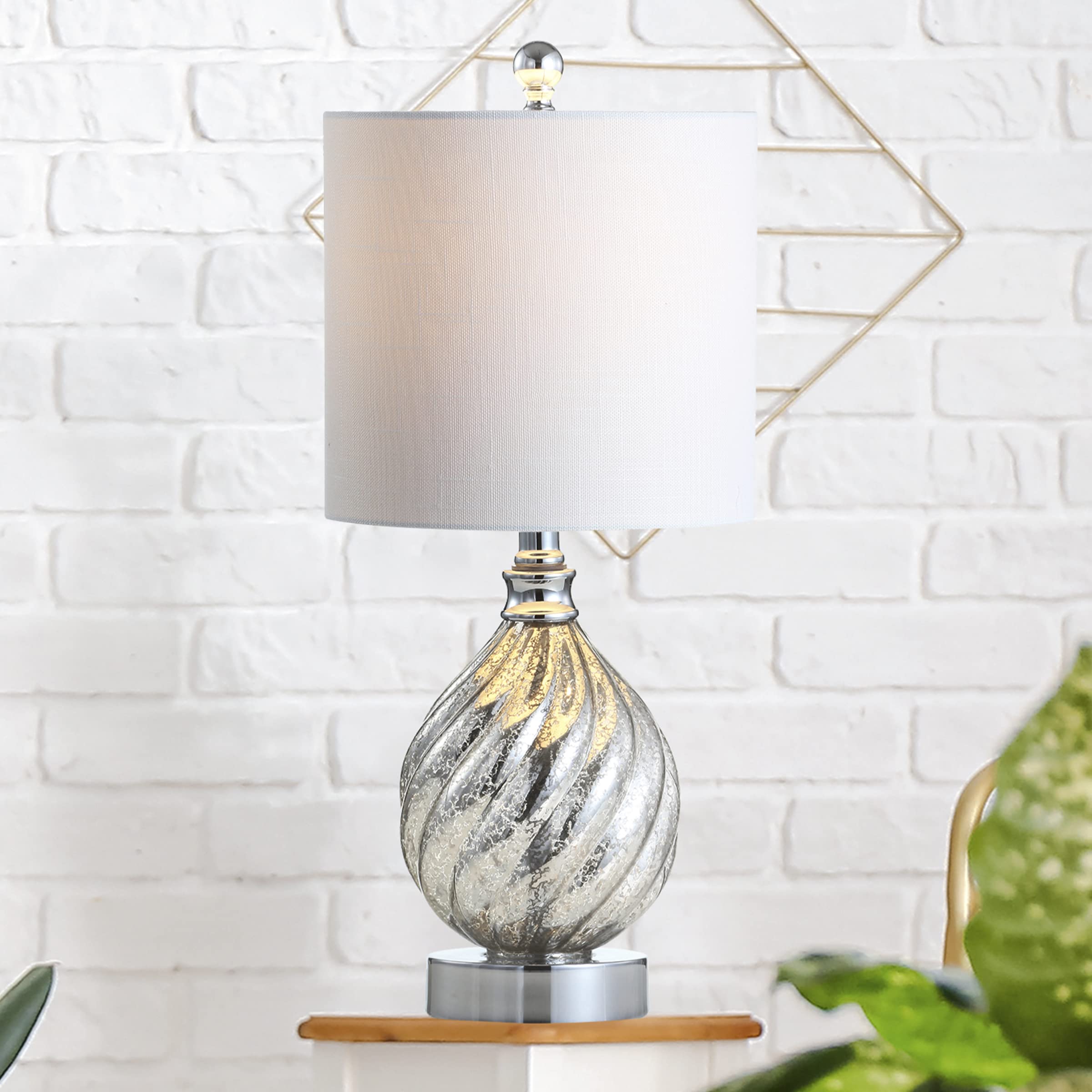 Lawrence 20.5" Glass/Metal LED Table Lamp Transitional Glam Bedside Desk