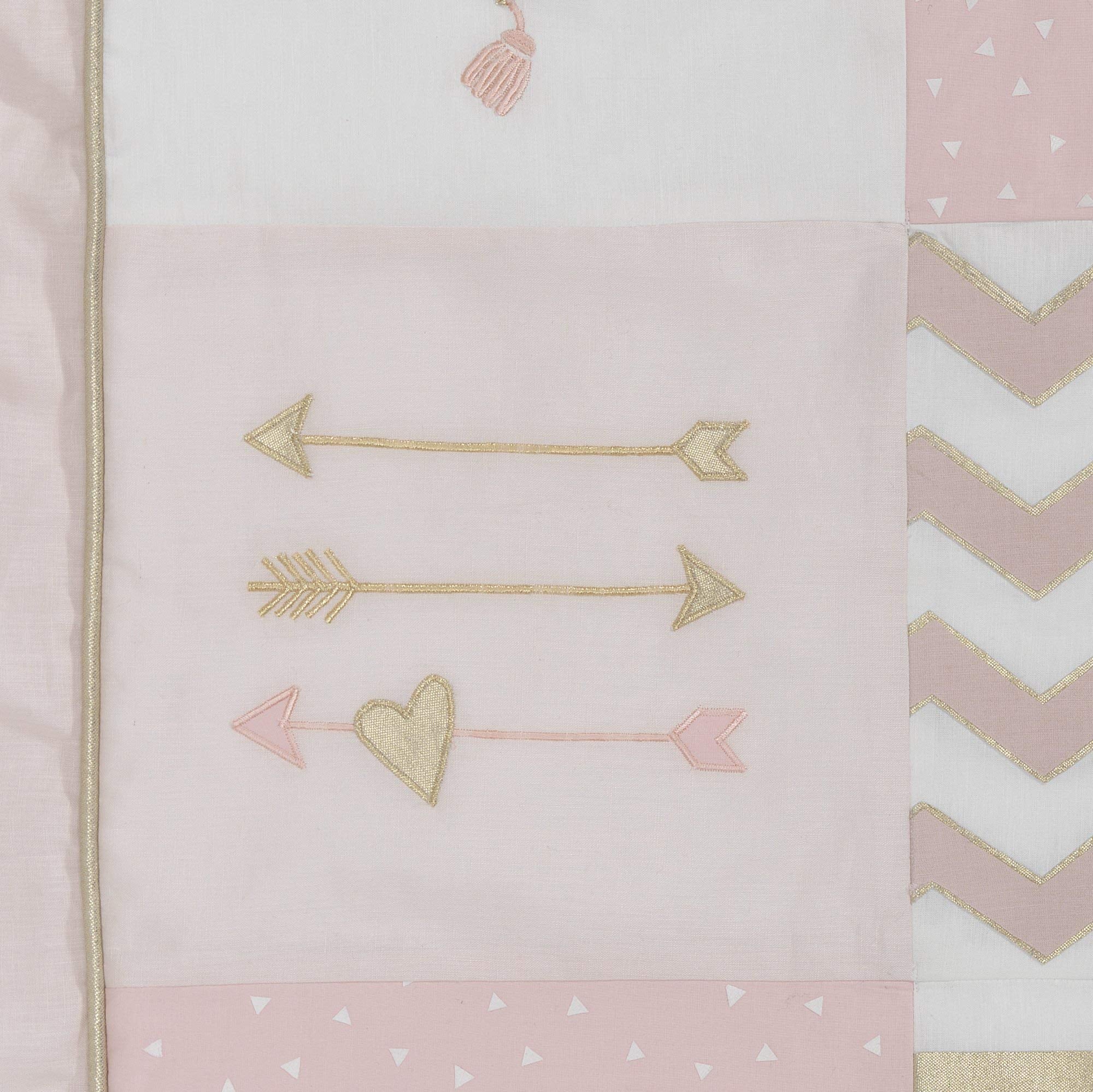 Love Pink/Gold Girl Heart 4 Piece Crib Bedding Set