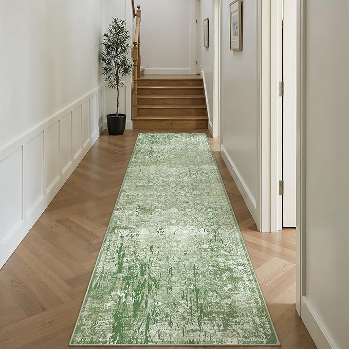 8x10 Washable Area Rug Green Sage Modren Neutral Living Room Bedroom Indoor