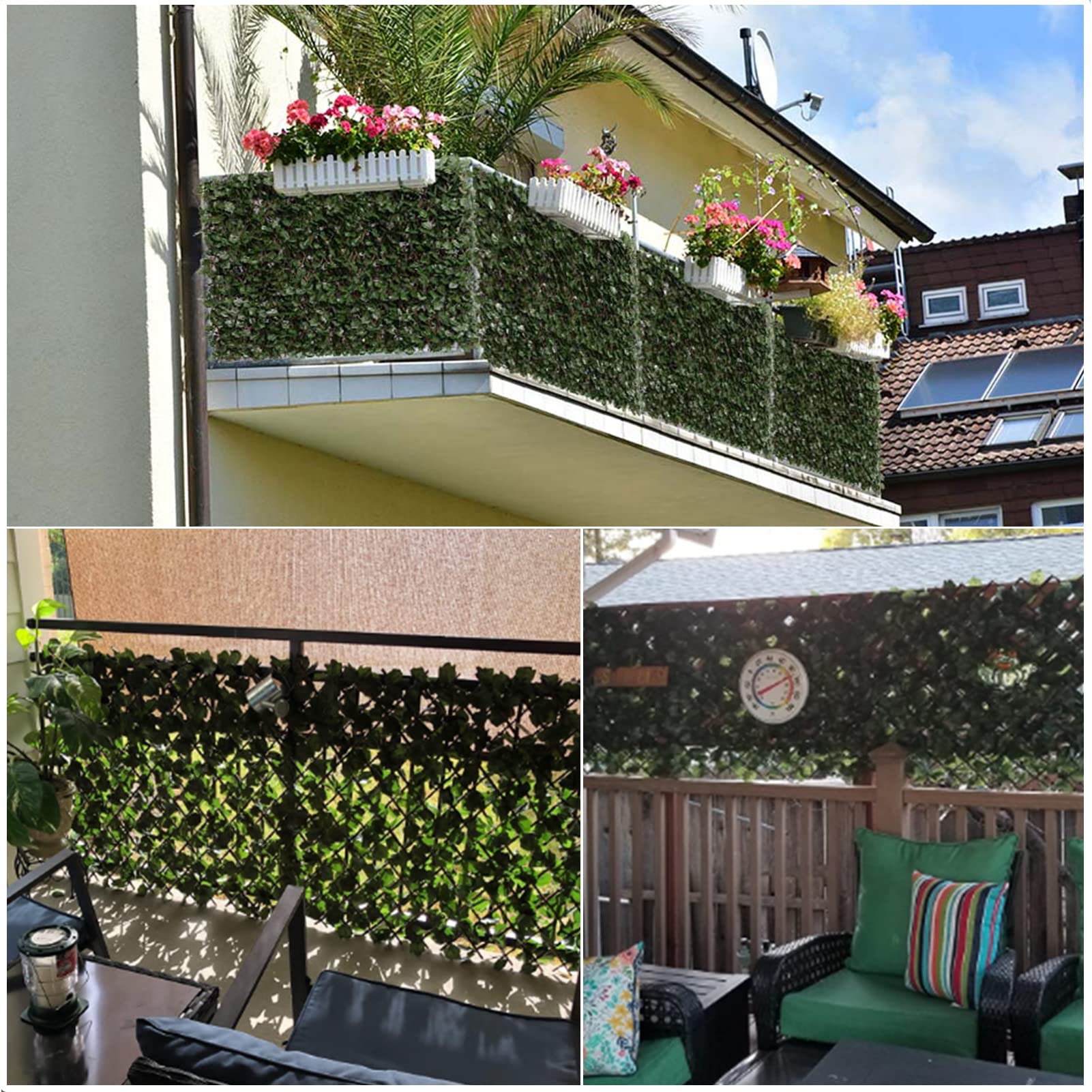 Expandable Fence Privacy Screen for Balcony Patio Outdoor(Double Sides Leaves)