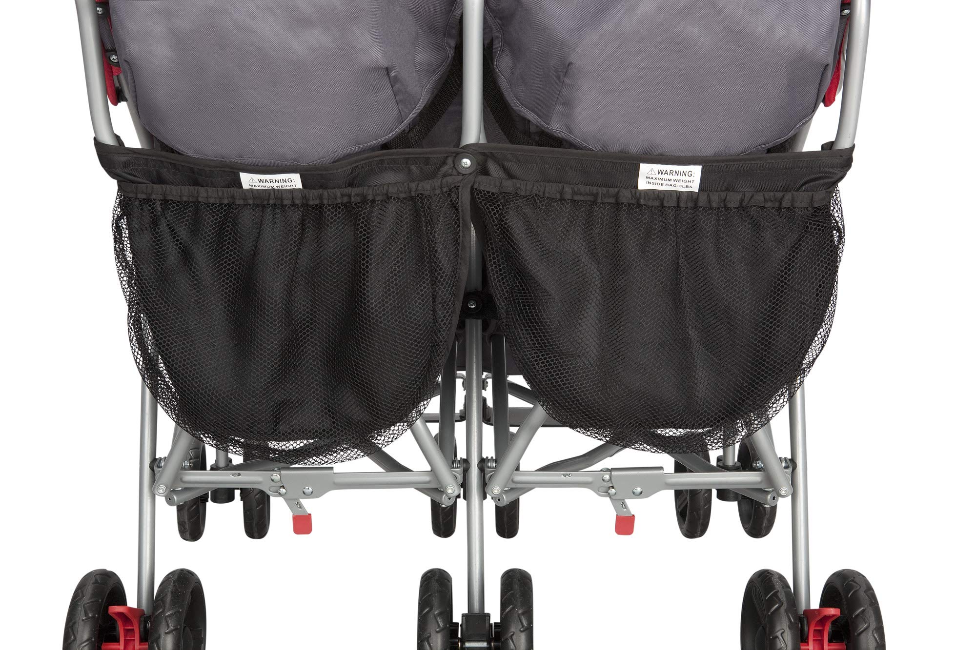 Side by Side Stroller - with Recline, Storage & Compact Fold, Grey