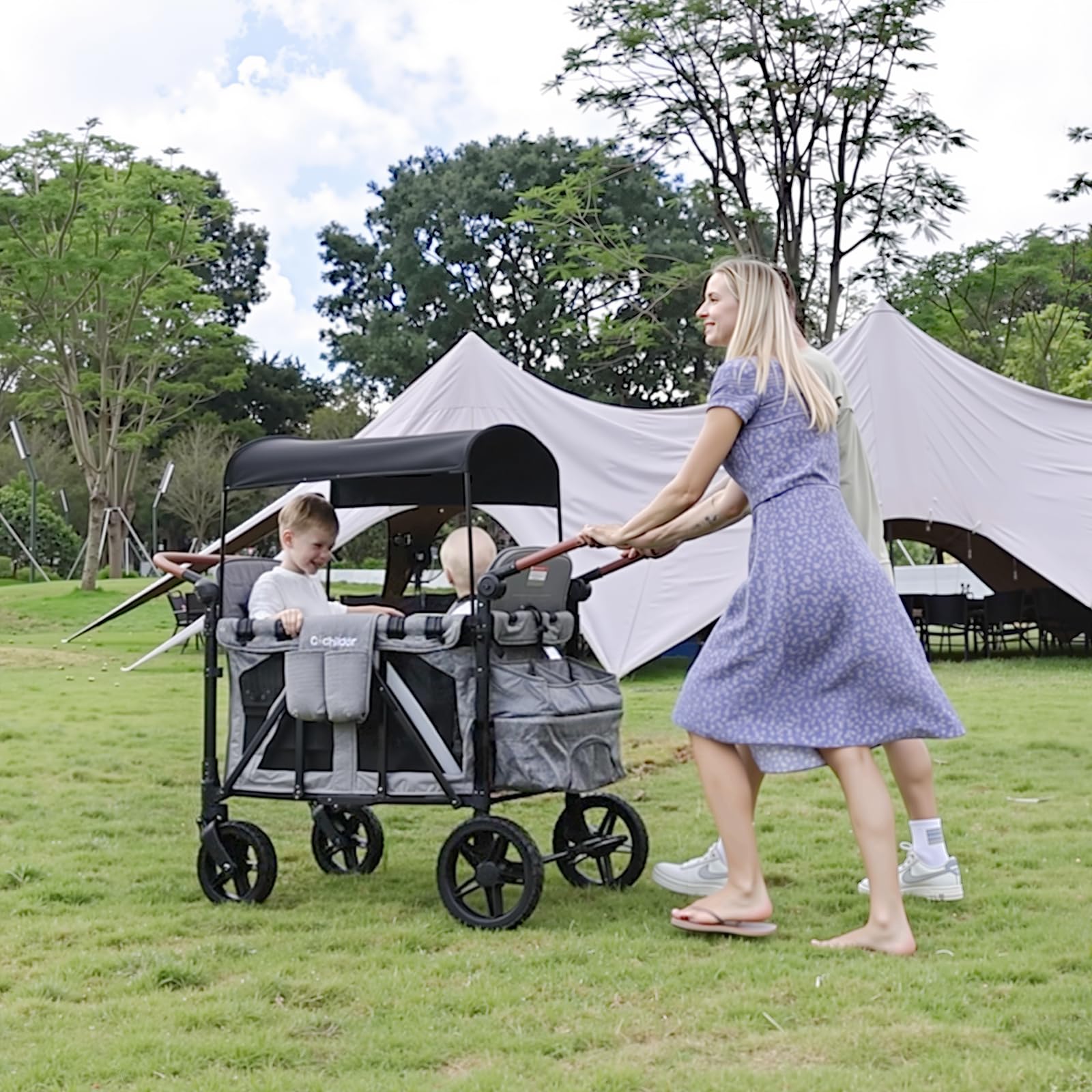 Elite Pro All-Terrain 4 Seater Wagon Stroller for Kids - Heavy-Duty 300lb Capacity