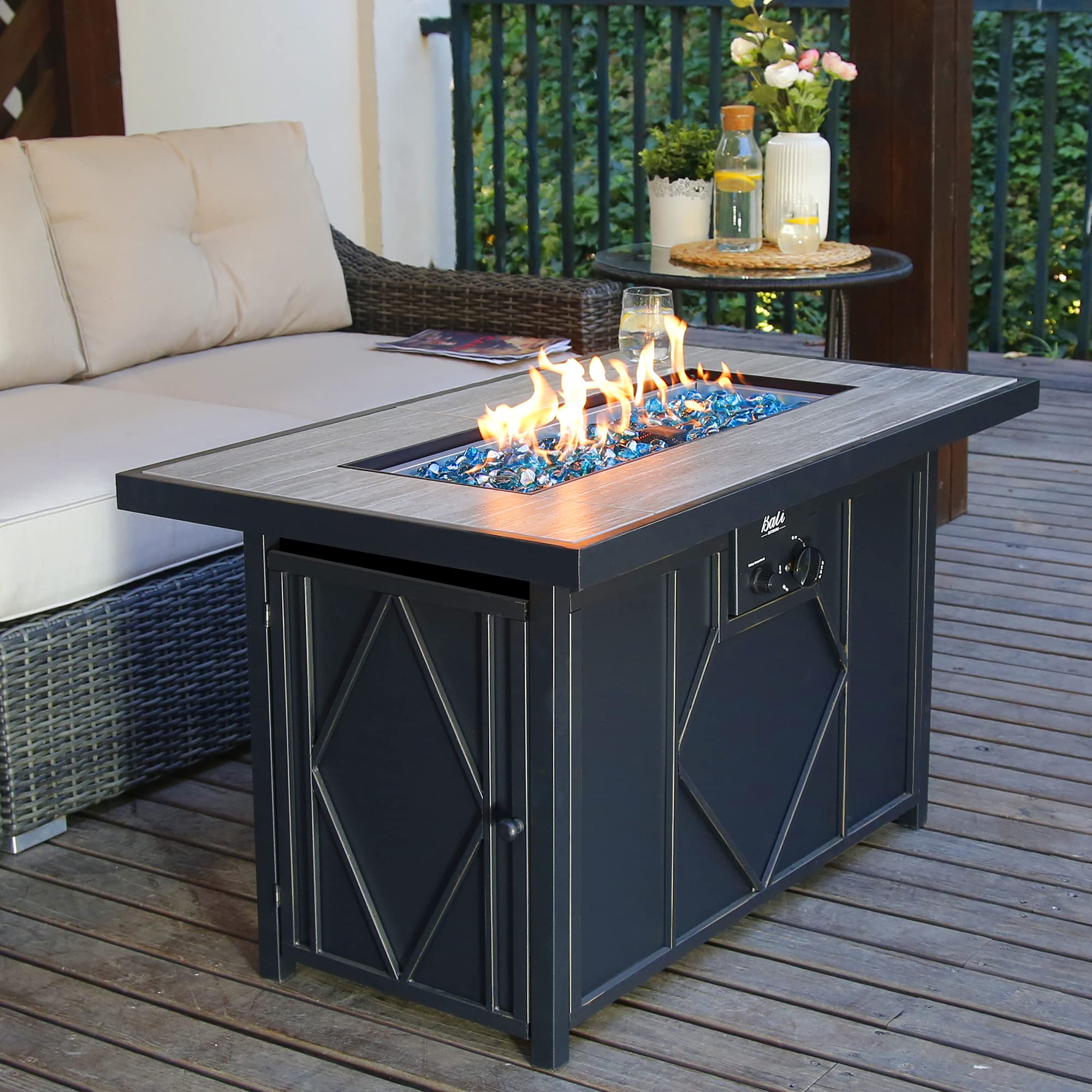 Fire Pit Table Propane Gas Firepit Rectangular Fire Table 42In 60,000