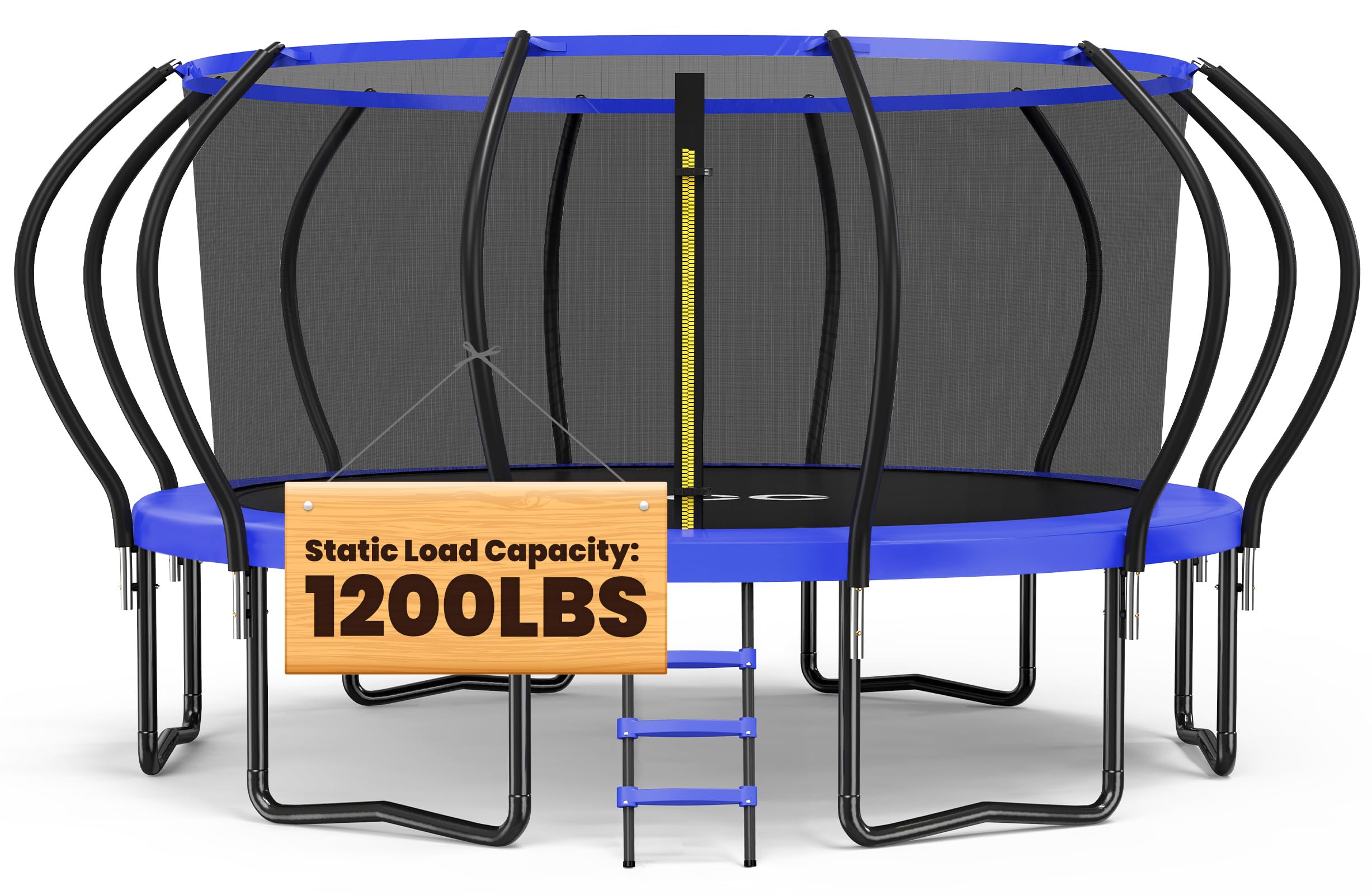 1200LBS Weight Capacity Trampoline for Kids 16 15 14 12 10 8 FT with Safety Enclosure