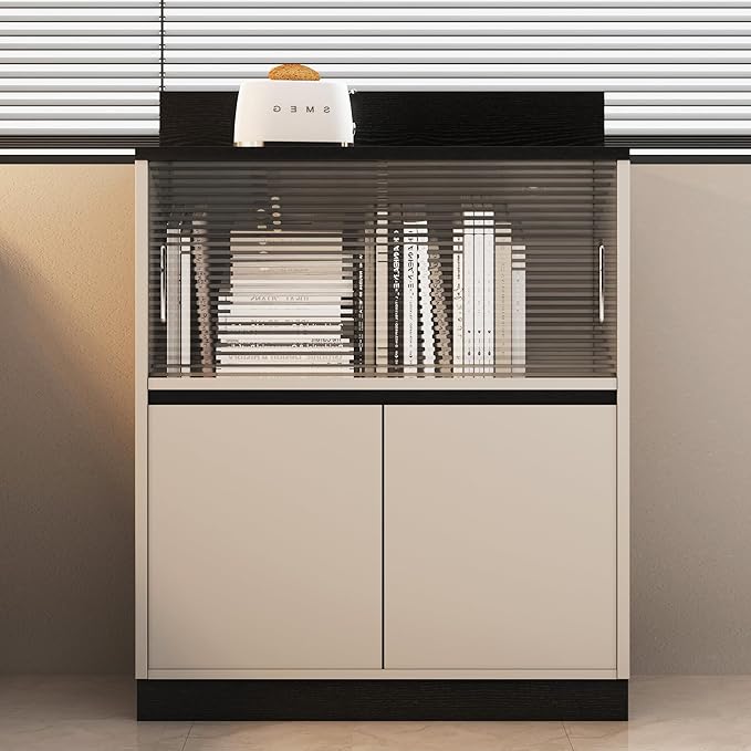 Buffet Cabinet with 2 Doors & 6 Drawers - Modern Sideboard Storage Cabinet