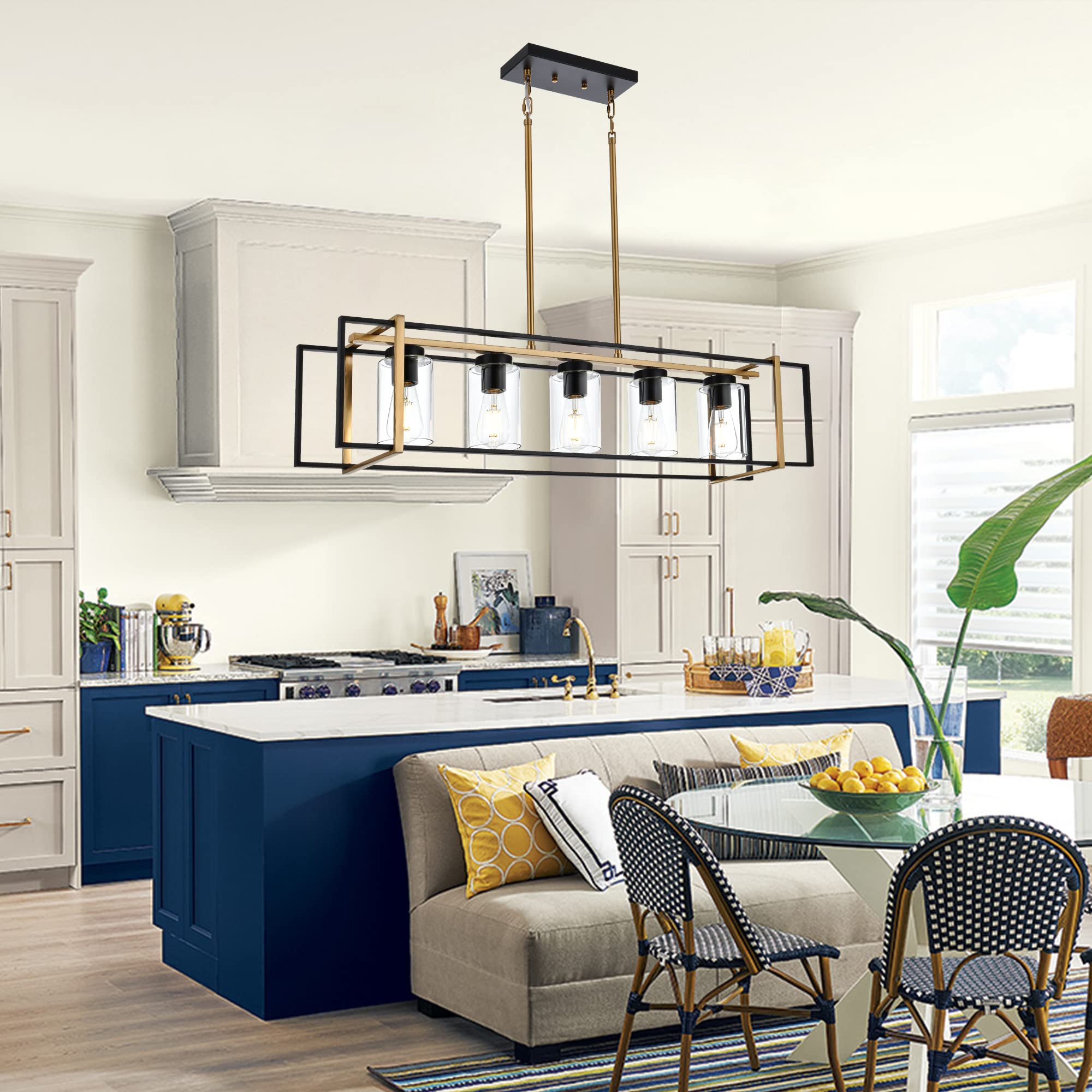 Large Pendant Lights Kitchen Island 5 Lights Dining Room Light Fixture Farmhouse