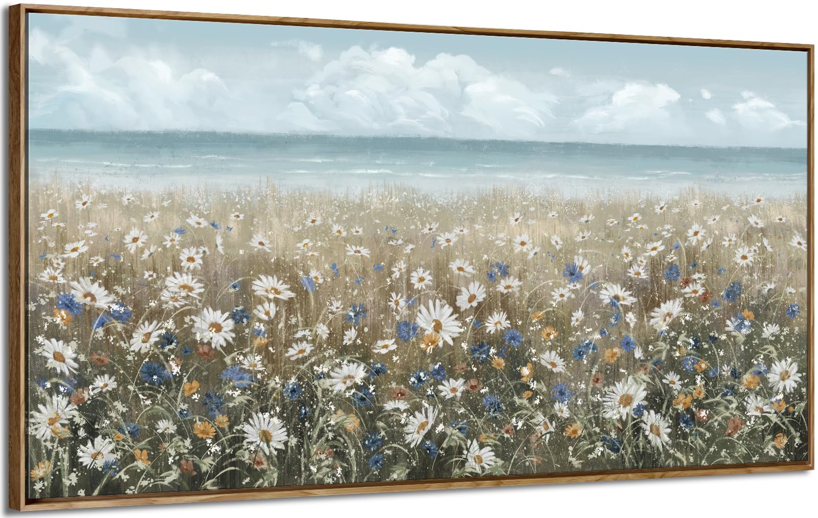 Large Wall Art for Living Room Framed Boho Beach Coastal Floral Ocean Wall Picture