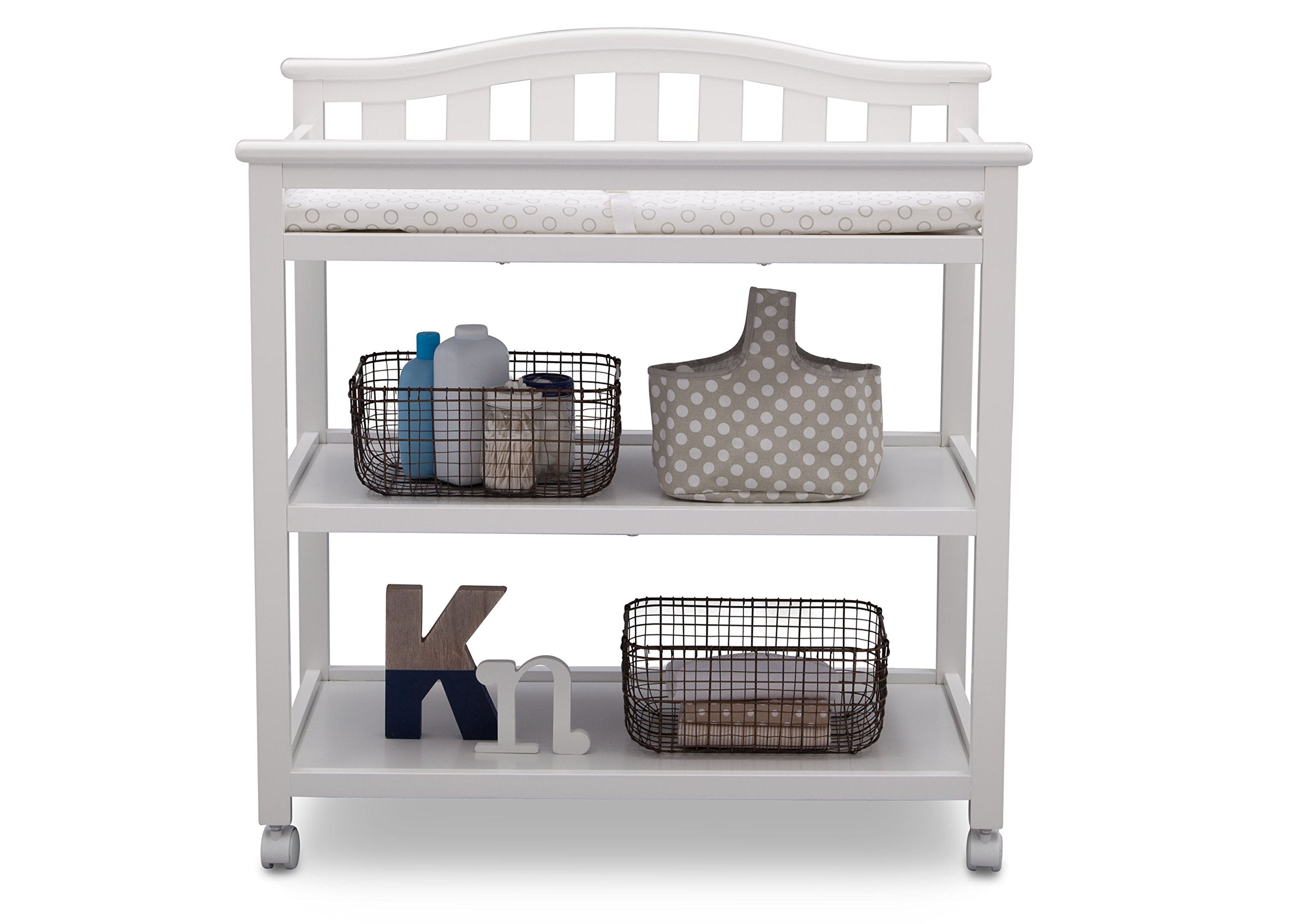 Bell Top Changing Table with Wheels and Changing Pad