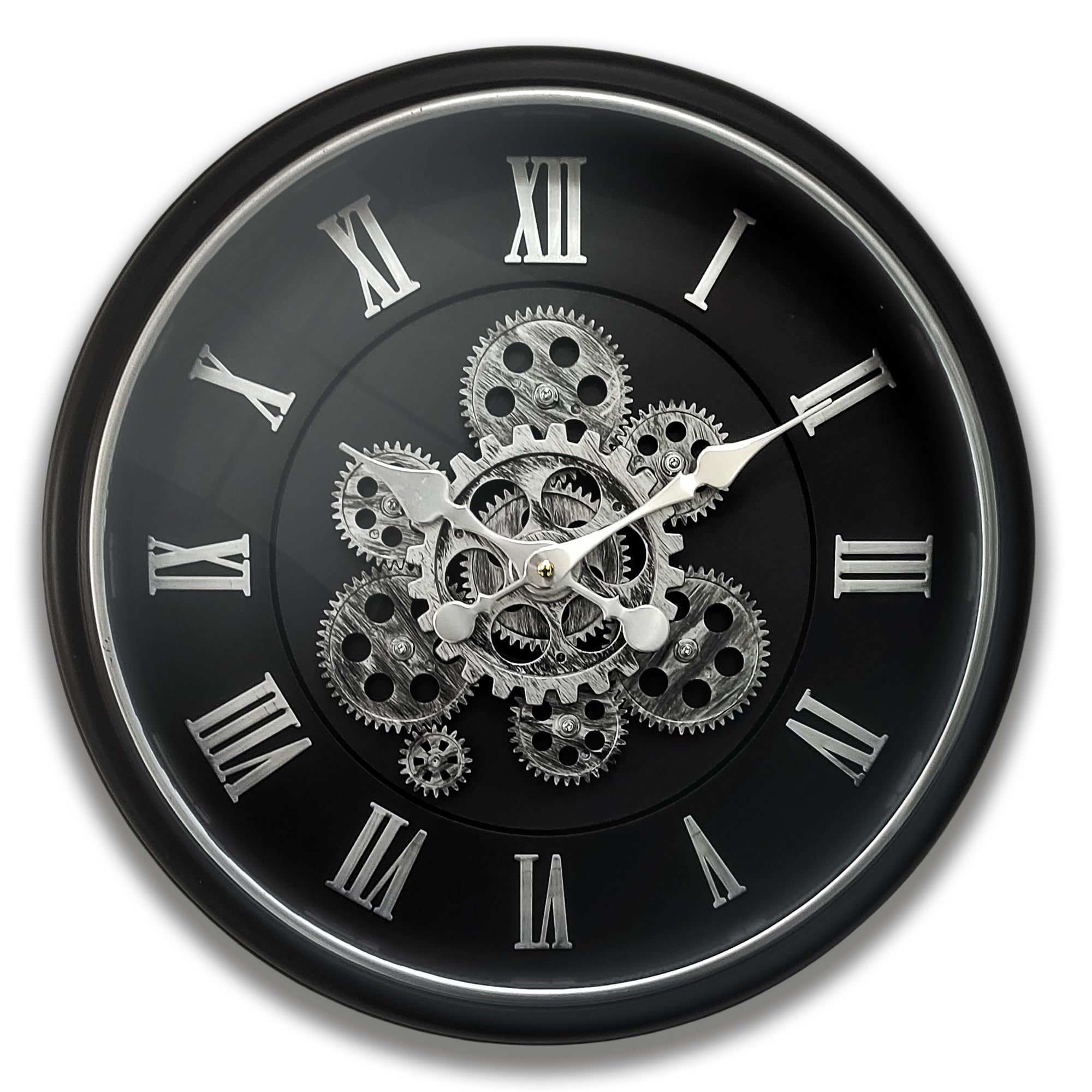 18 Inch Large Gear Clock Real Moving Gears Wall Clocks with Glass Cover