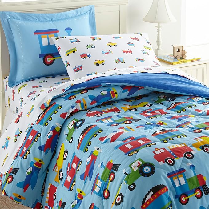 5-Piece Twin Bedding Set – 100% Cotton Comforter, Sheets & Pillowcase