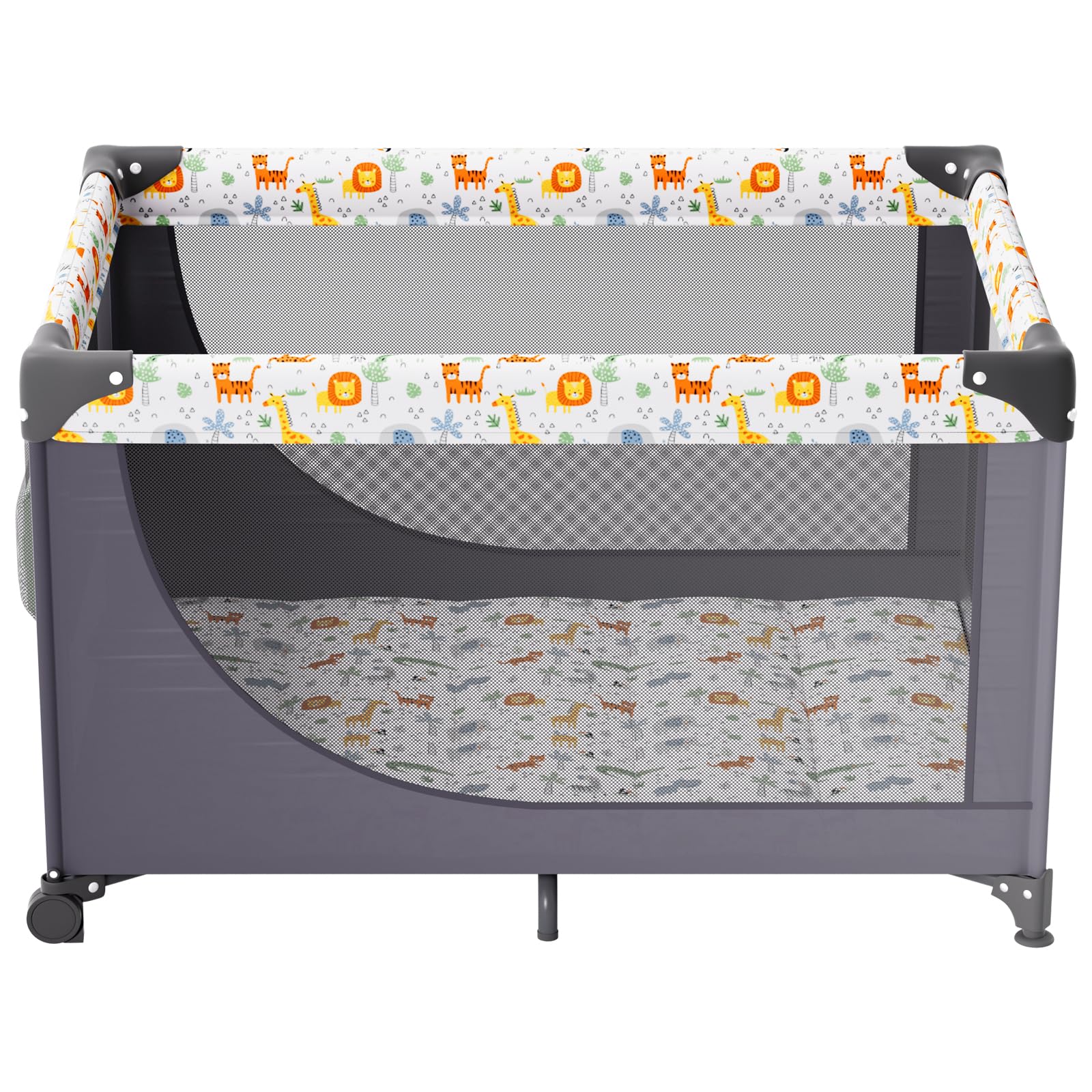 Baby Travel Crib and Play Yard, Folding Baby Playpen with Soft Mattress Pad,