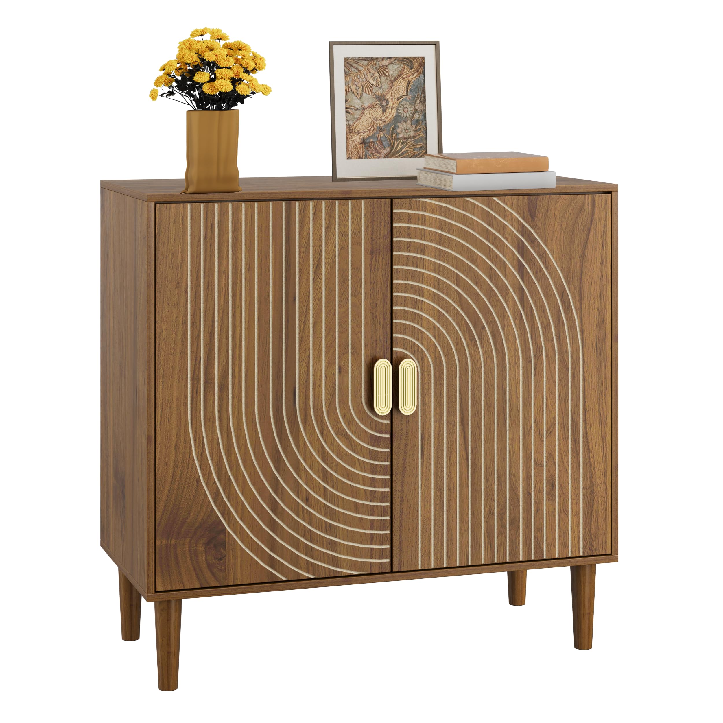 Walnut Sideboard Cabinet, Freestanding Buffet Cabinet  for Living Room