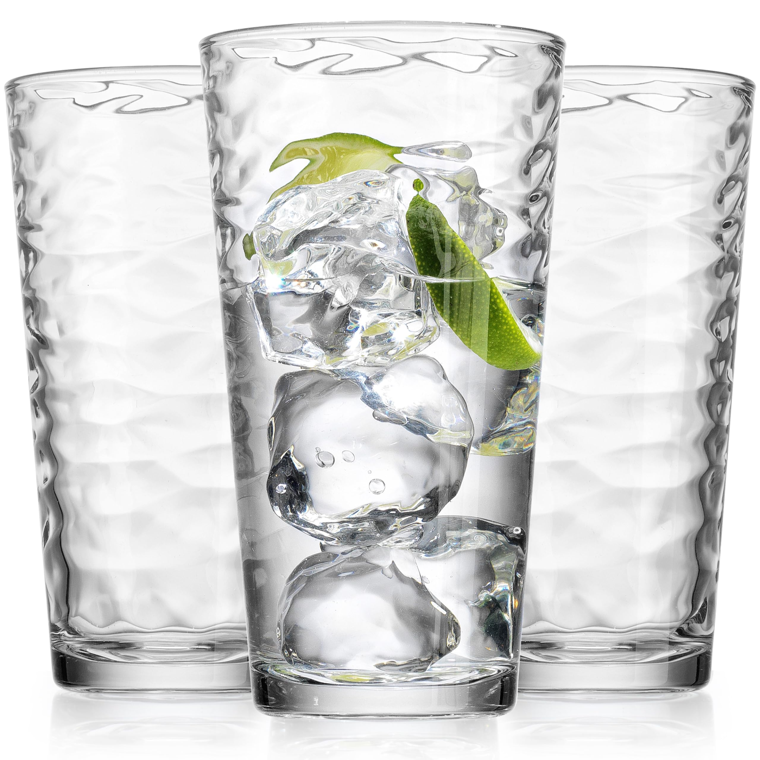 Drinking Glasses Set of 10 Highball Glass Cups, Premium Glass