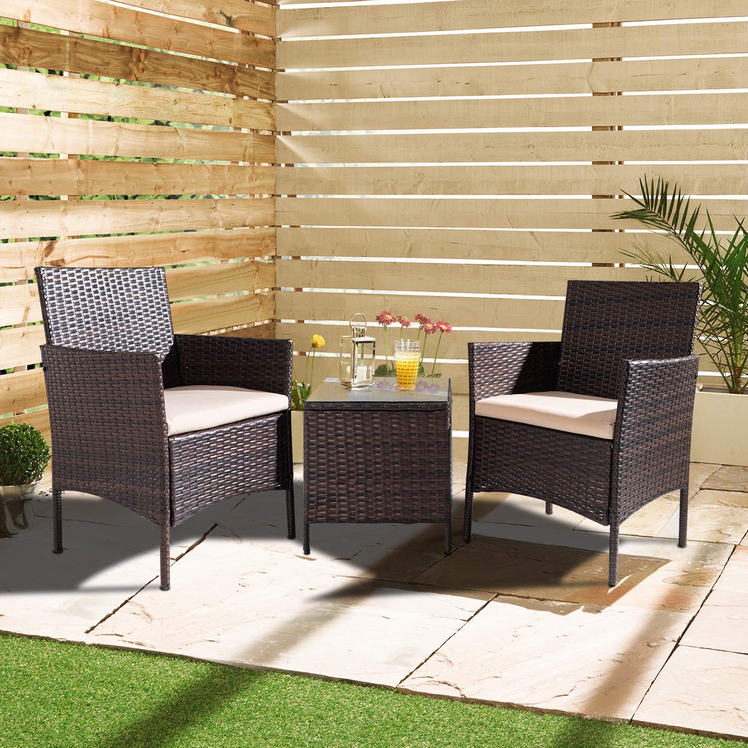 3 Pieces Patio Furniture PE Rattan Outdoor Patio Furniture Sets