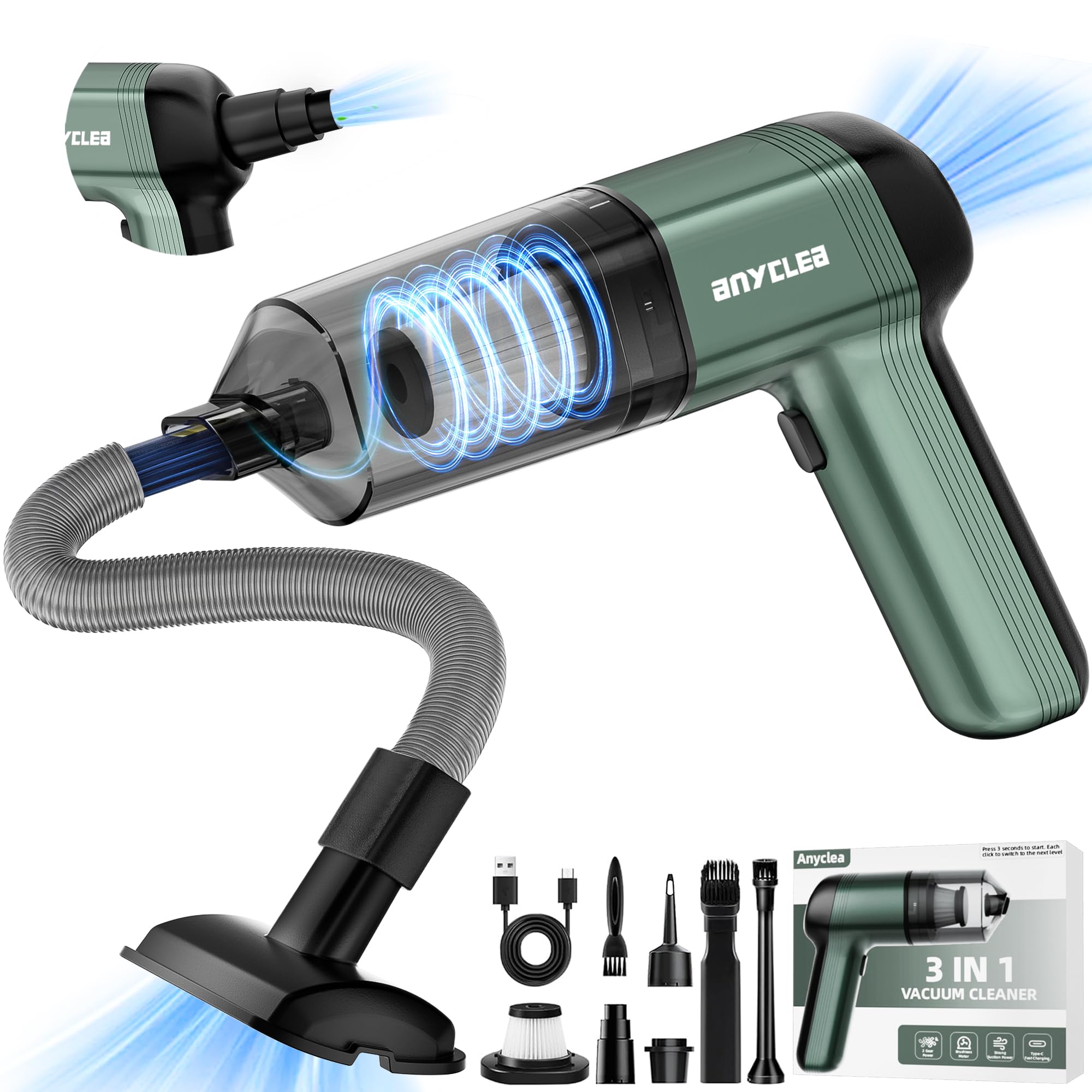 Vacuum Portable Cordless, 12000PA Strong Suction, 2 Suction Modes,