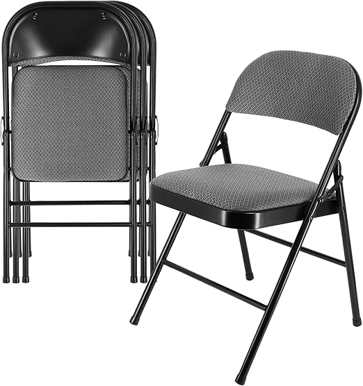 4 Piece Metal Indoor/Outdoor Folding Dinner Chairs with Padded Seats