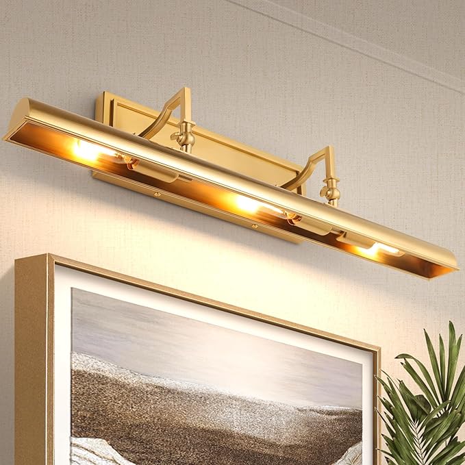 Lights for Wall Hardwired, 24" Gold Wall Lights for Pictures,3-Light 2700k,Non-Dimmable