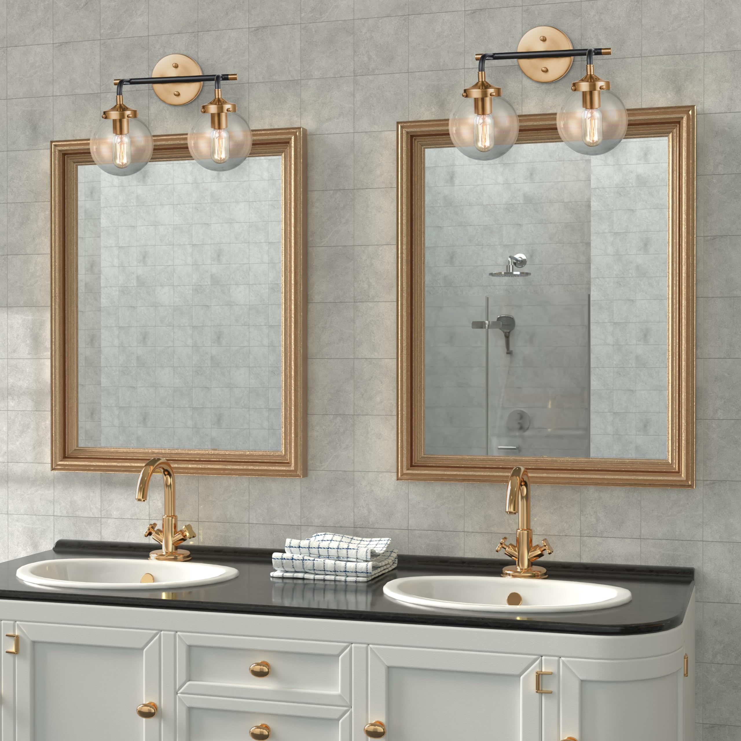 Boudreaux Vanity Light - 2-Light in Matte Black Finish, with Clear Glass