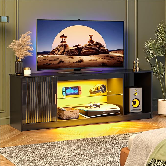 LED TV Stand for 55/60/65 Inch TV, Gaming Entertainment Center,living room