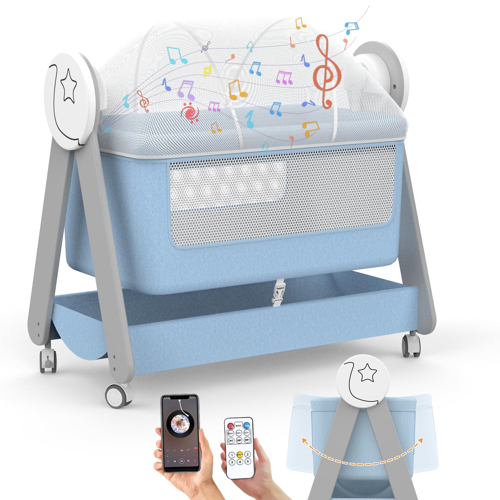 Electirc Baby Bassinet, Rocking Baby Bassinets Bed Sleeper