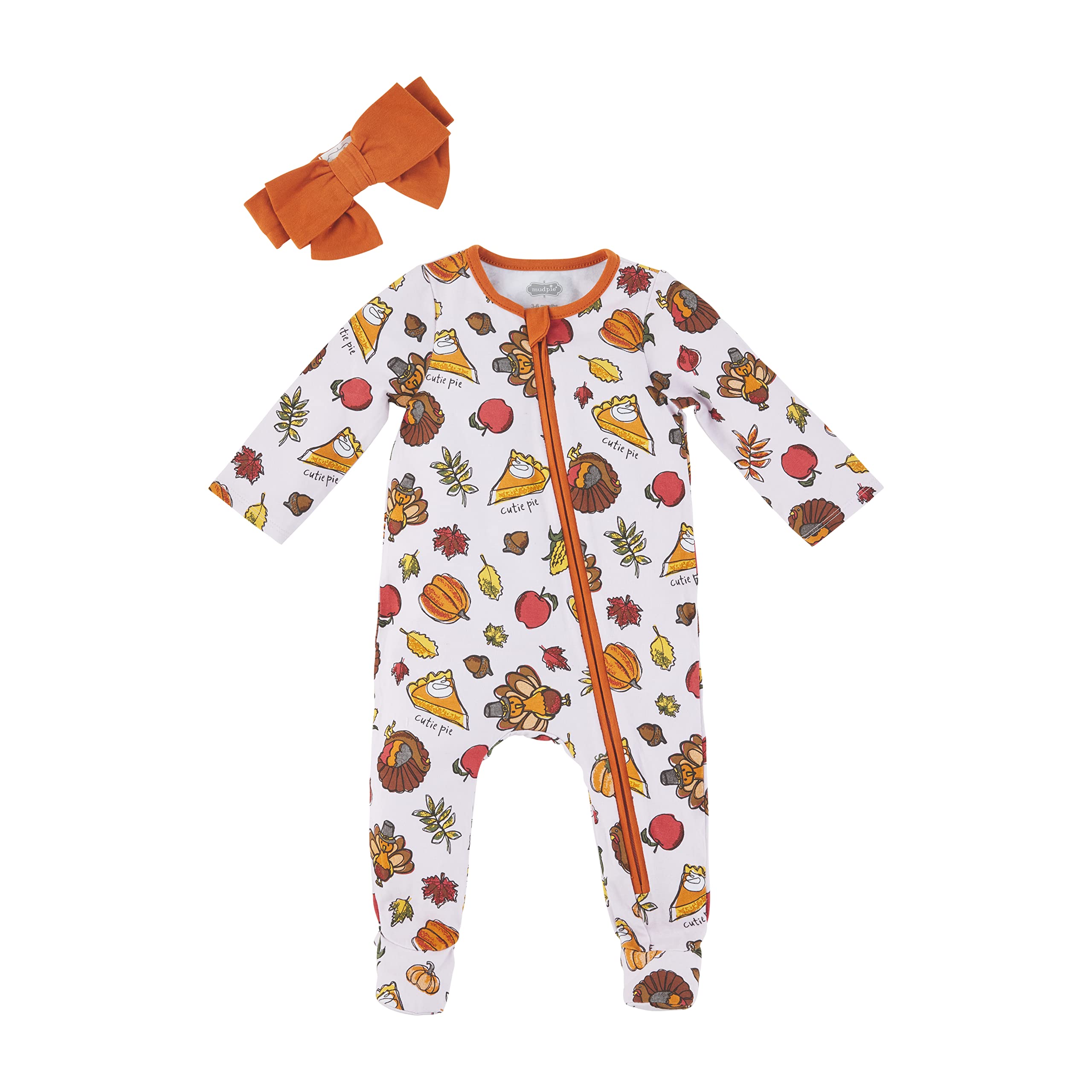 Girls' Thanksgiving Turkey Sleeper and Headband Set, Pink, 6 Months/9 Months