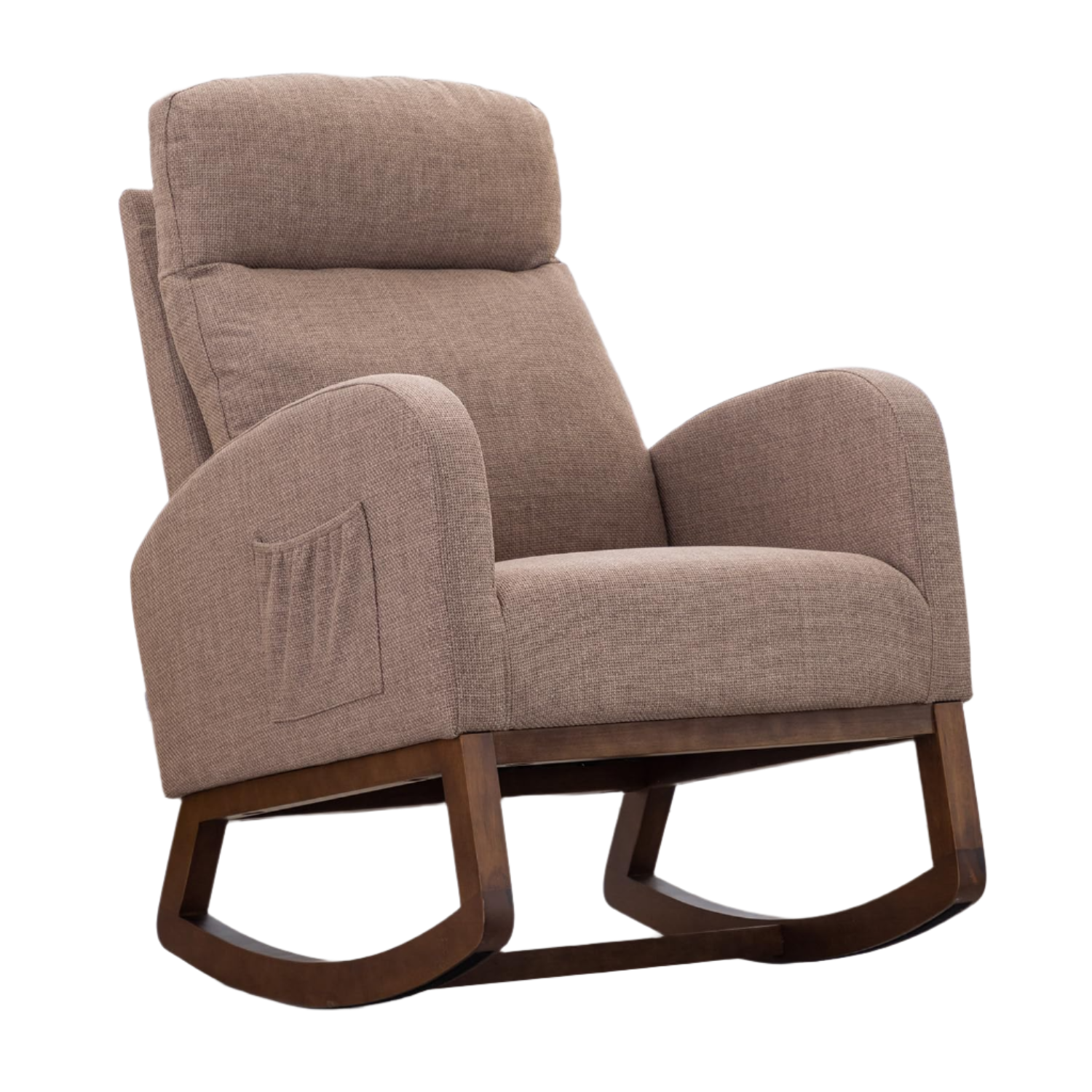 Rocking Chair Nursery, Glider Chair with High Back and Side Pocket, Solid Wood