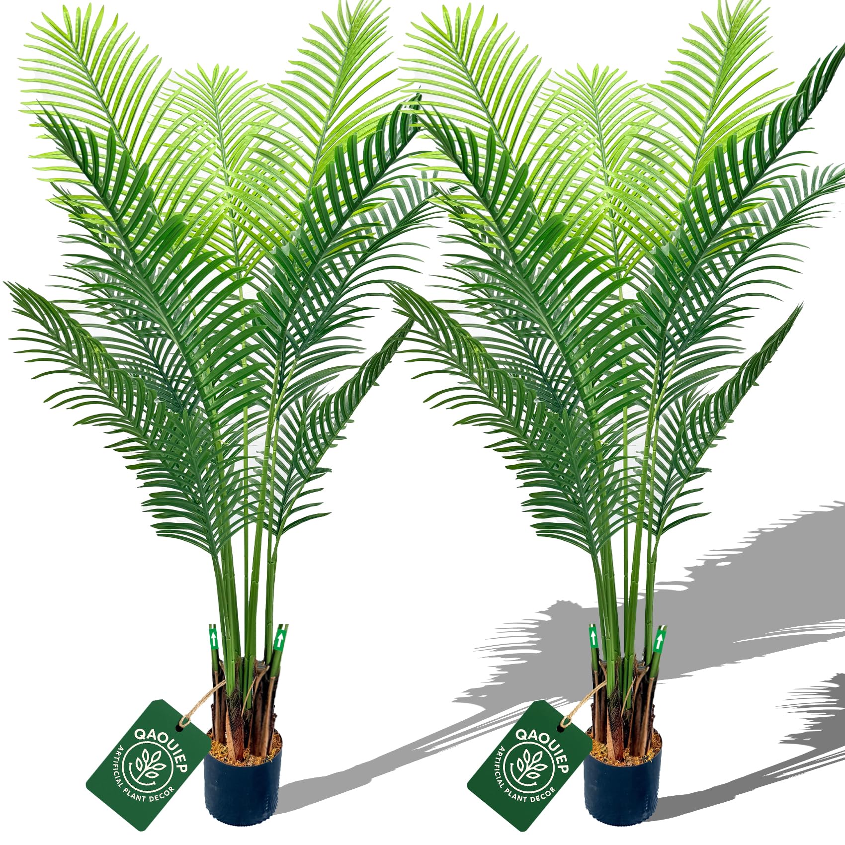 6ft Tall Artificial Areca Palm Trees – Set of 2 | 19-Trunk Real Touch Fake Palm