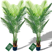 6ft Tall Artificial Areca Palm Trees – Set of 2 | 19-Trunk Real Touch Fake Palm