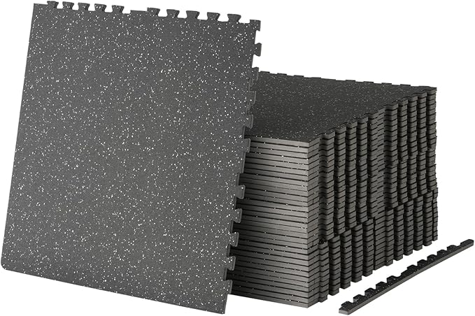 0.56 Inch Thick Gym Flooring for Home Gym, 12 Tiles Exercise Equipment Mats
