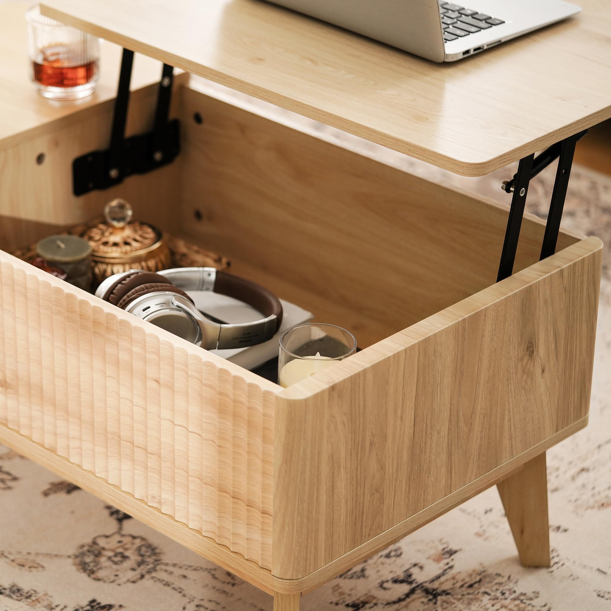 Lift Top Coffee Tables for Living Room, Square Coffee Table with Storage, Living Room
