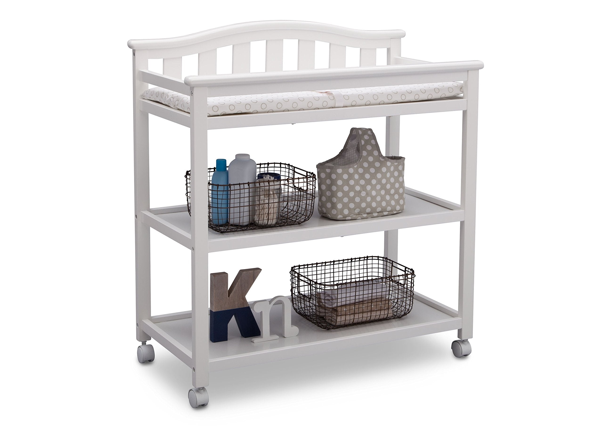 Bell Top Changing Table with Wheels and Changing Pad