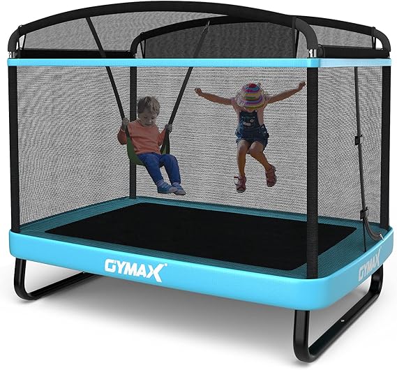 6FT Kids Trampoline with Swing, ASTM Approved Rectangle Recreational Trampoline