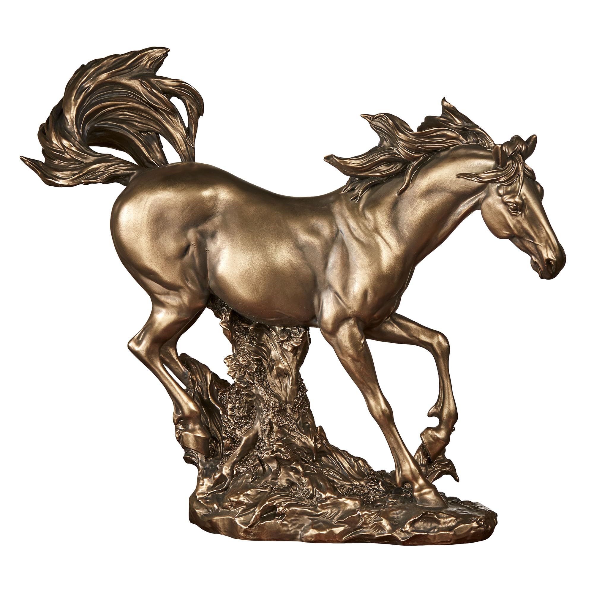 Wild Run Galloping Open Plains Horse Table Sculpture - Bronze Decor - Made of Resin