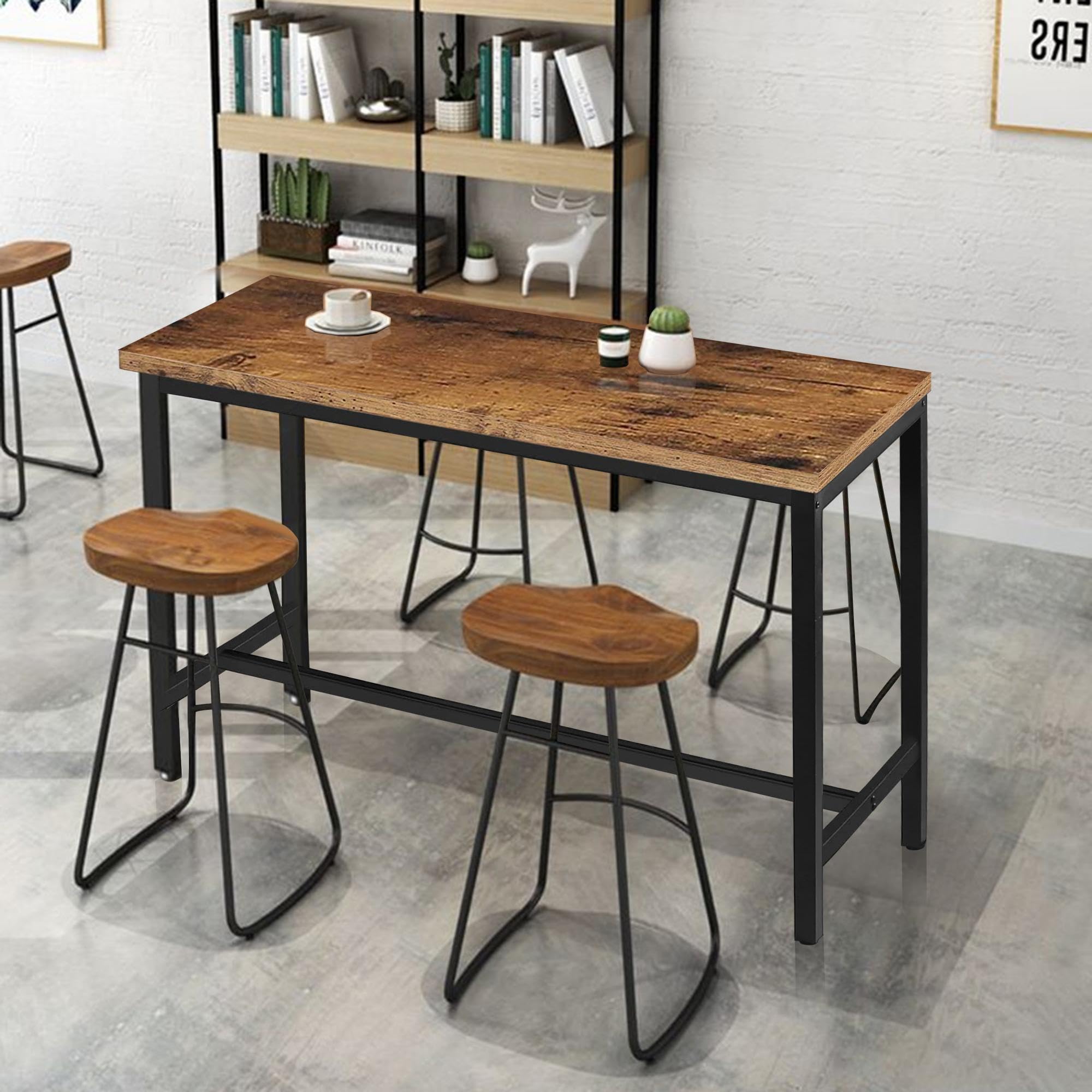 47" Bar Table, Industrial Style High Dining Table for 4