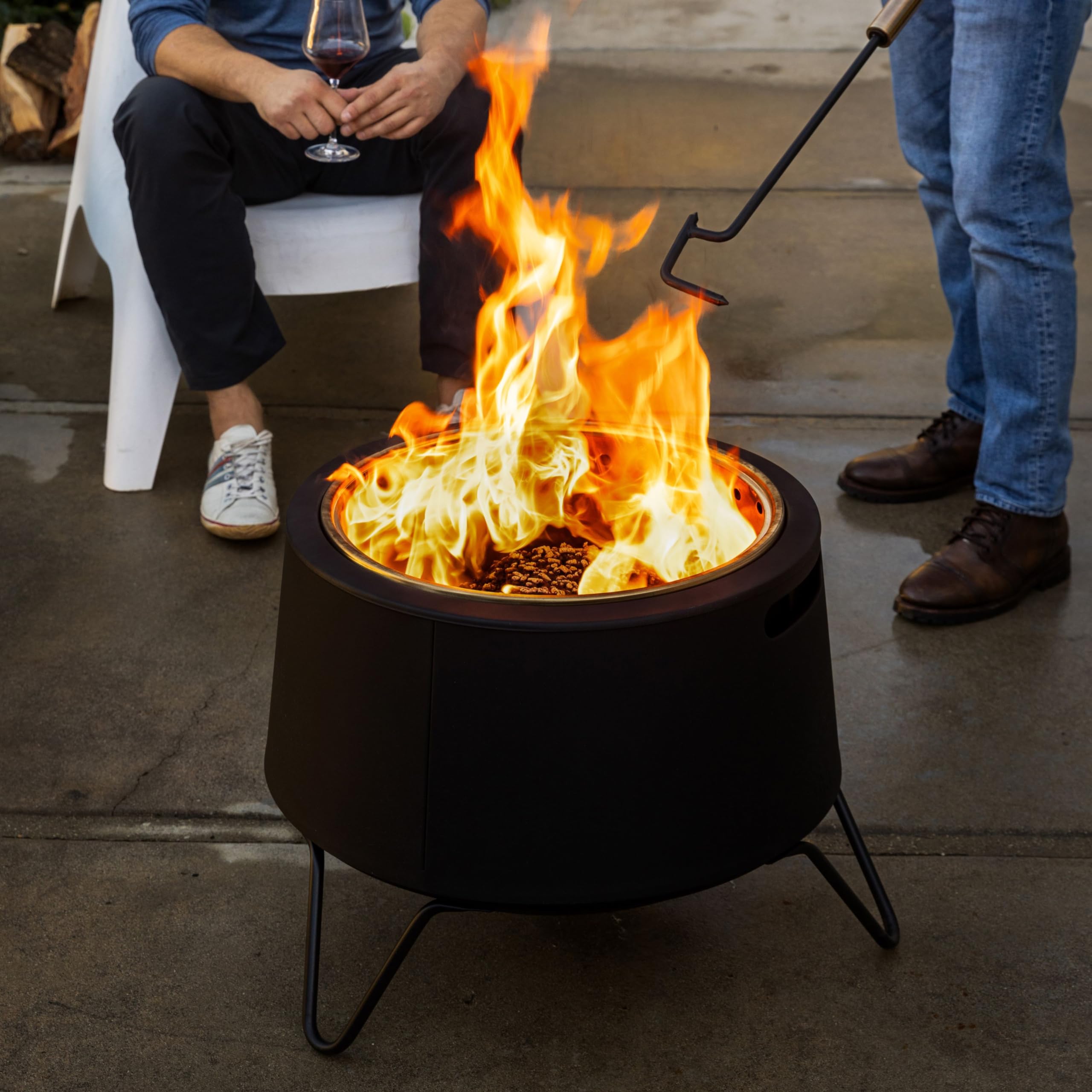 Smokeless Social Fire Pit, Portable Outdoor Fire Pit with Removable Ash Base
